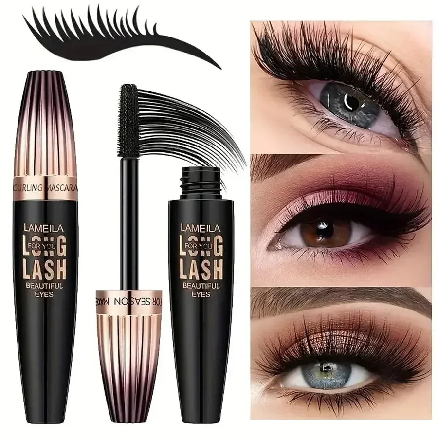 Silcy Skin waterproof 4D mascara with thickening, long-lasting curling for large eyes, smudge-proof eye makeup tool.