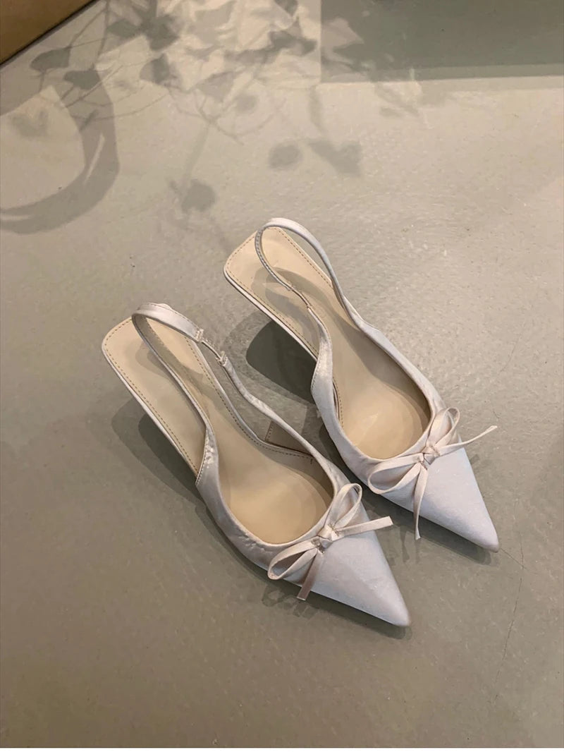 Summer Slip On High Heel Women Sandals Fashion Butterfly-knot Singbacks Pumps Stripper Party Female Sandalias