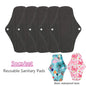 5PCS Reusable Menstrual Pads Heavy Flow Women Menstrual Period Washable Sanitary Napkin Organic Bamboo Charcoal Cloth Pad