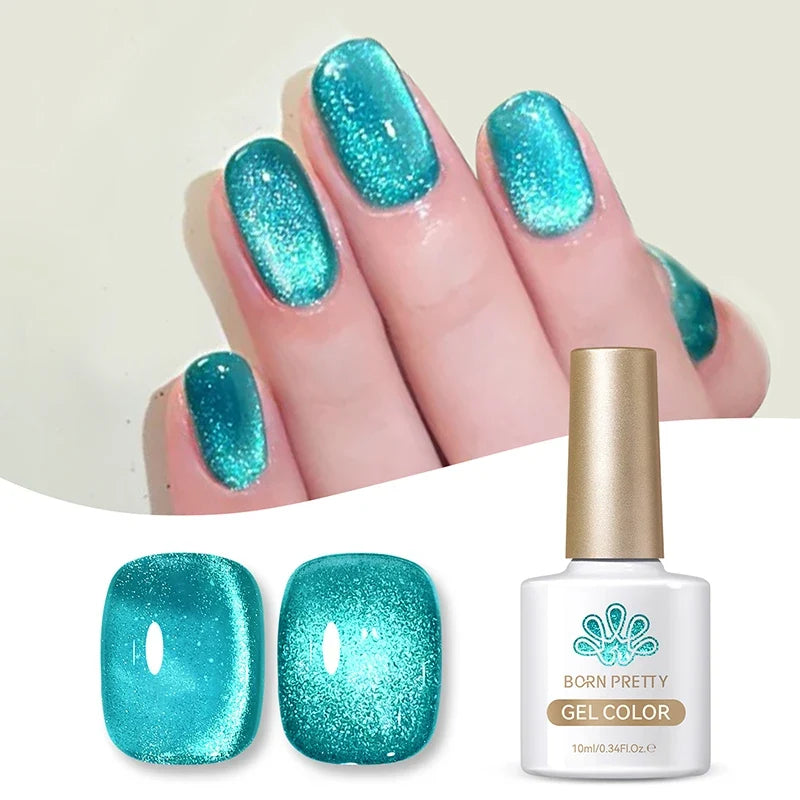 Purple grape magnetic gel nail polish by Blushimmer, with glass beads and whitening properties, displayed in a 10ml bottle.