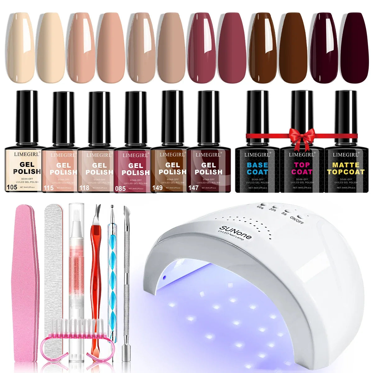Blushimmer LimeGirl gel nail polish set with UV LED nail light and professional gel varnish for semi-permanent nail art.