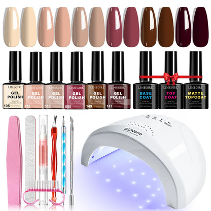 Blushimmer LimeGirl gel nail polish set with UV LED nail light and professional gel varnish for semi-permanent nail art.