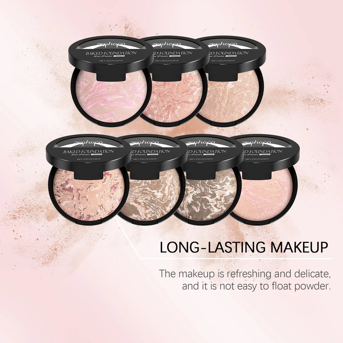 Blushimmer full coverage pressed powder foundation with oil control, brightening, waterproof, and lasting face makeup finishing powder.