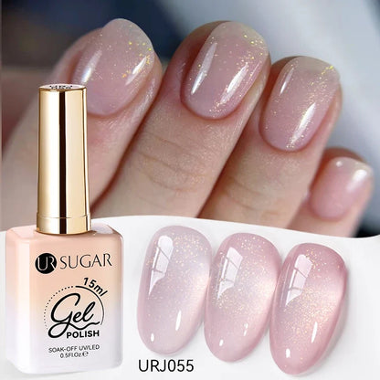 Blushimmer UR Sugar 15ml jelly white translucent gel polish for semi-permanent UV nail art and soak-off gel varnish.