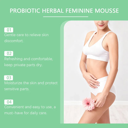 60ml Probiotics Herbal Female Intimate Hygiene Mousse Gentle Daily Wash Ph Balanced Gentle Daily Cleanse Comfort Irritation-Free