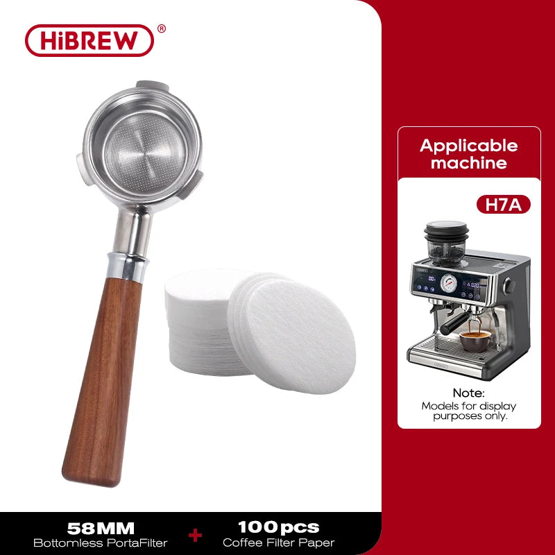 HiBREW Coffee Bottomless Portafilter 51MM 58MM Filter Basket Espresso Machine Barista Tool H10A H10B H7A H10 Plus