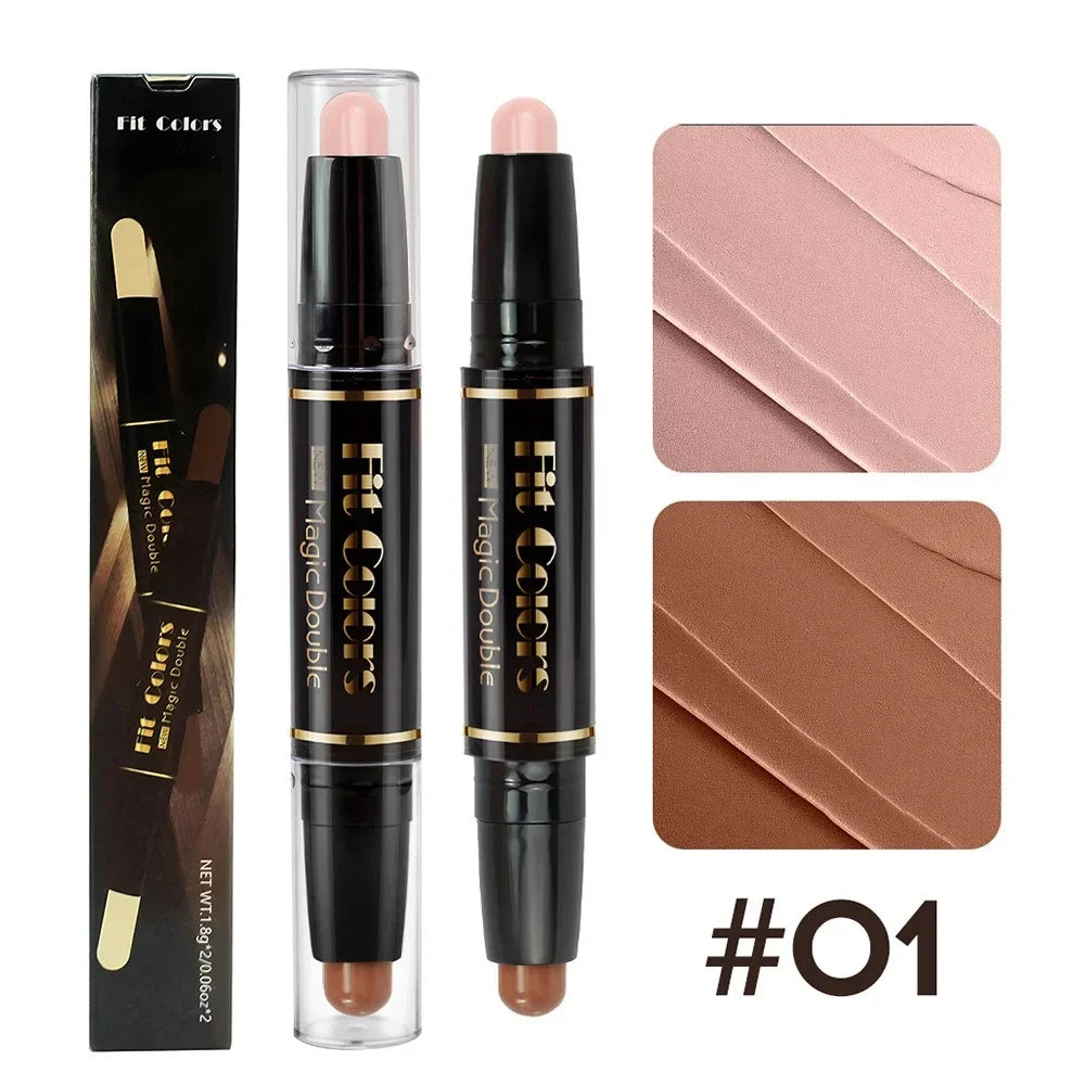 Blushimmer double-head highlight and shadow stick face contouring pen with foundation and concealer for makeup and beauty.
