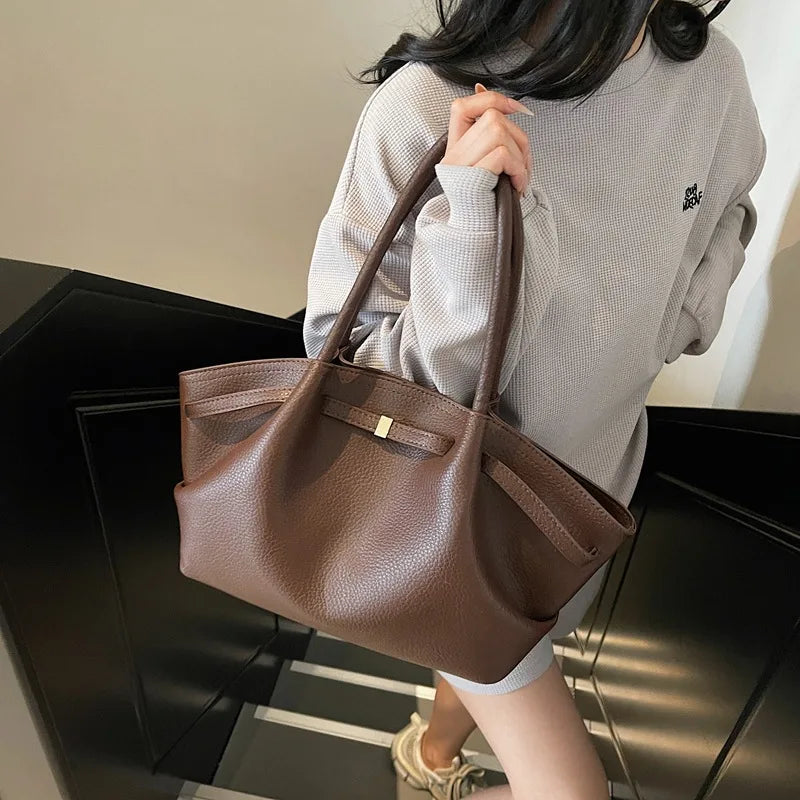 Luxury soft PU leather tote bag by Worldfone Direct Store, spacious women’s crossbody bag for travel and everyday use.