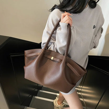 Luxury soft PU leather tote bag by Worldfone Direct Store, spacious women’s crossbody bag for travel and everyday use.