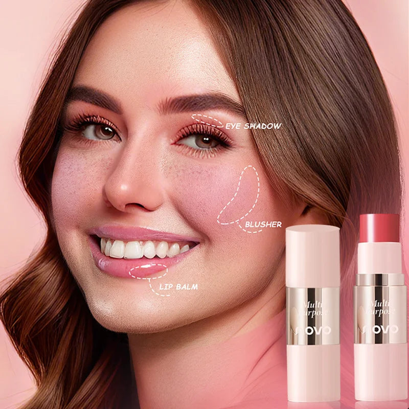 Blushimmer multi-use cream blush stick for eyes, lips, and cheeks with smooth, blendable, waterproof, nourishing, and long-wearing formula.
