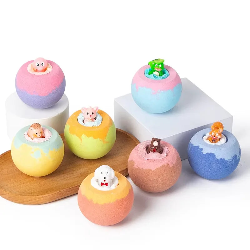 100G Bath Bombs for Kids with Surprise Toys Inside for Kids & Boys and Girls Holiday Bubble Bath with Cheerful Scent