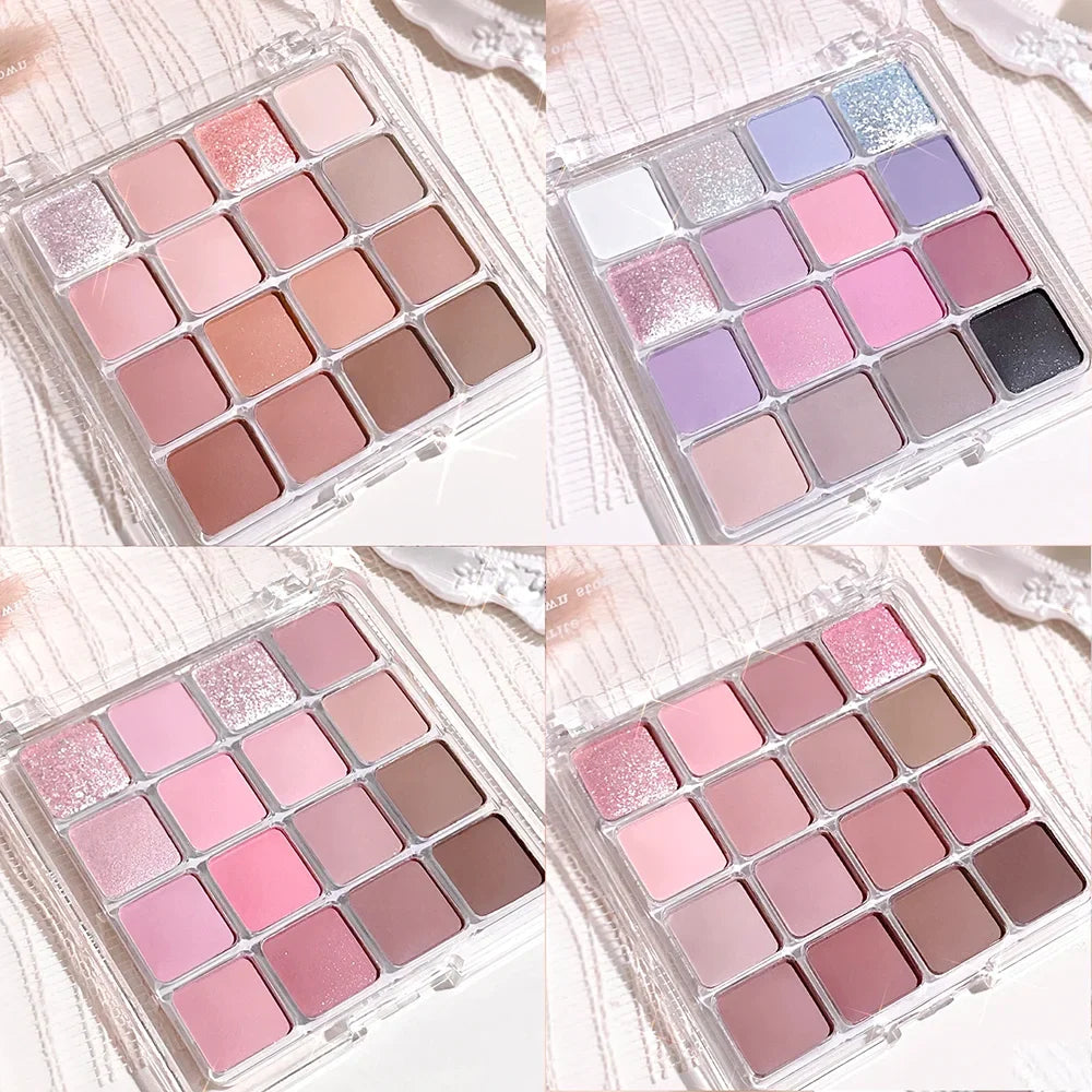 Xiaoyumi 16-color sunset eyeshadow and highlighter palette by Blushimmer with vibrant shades and shimmery finishes.