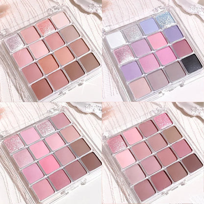 Xiaoyumi 16-color sunset eyeshadow and highlighter palette by Blushimmer with vibrant shades and shimmery finishes.
