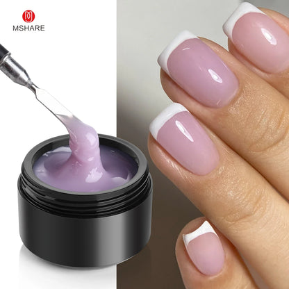 Blushimmer MSHARE 50ml pink gel builder for nail extension, self-leveling UV LED gel, TPO free, ideal for natural nail construction