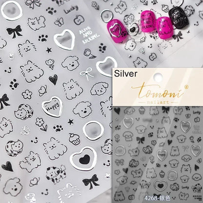 Colorful Cat's Eye 5D gradient European love heart gem nail art stickers by Blushimmer, featuring geometric wing designs for manicures.