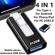 512GB Photo Stick for iPhone Flash Drive 256GB Memory Stick Storage Videos Files Backup Compatible with iPad Android PC Free app