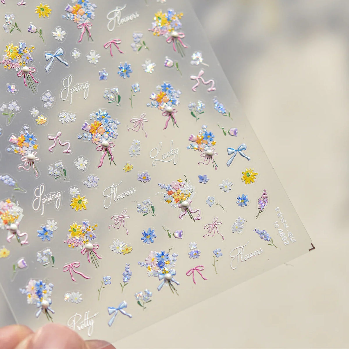 Blushimmer Dream Flower Shell Light Nail Art Stickers with Japanese floral design, self-adhesive decal for decorative press-on nails.