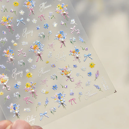 Blushimmer Dream Flower Shell Light Nail Art Stickers with Japanese floral design, self-adhesive decal for decorative press-on nails.