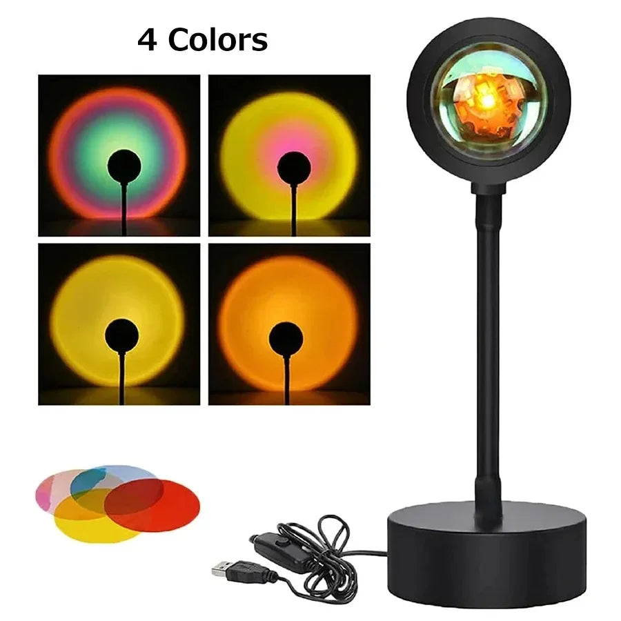 Tuya Smart Sunset Projector Lamp, RGB LED Spotlight with Smart Life App & IR Remote for Party, Photography & Night Light Decor