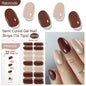 Harunouta Blushimmer gradient red marble gel nail strips with gold lines, semi-cured DIY gel polish stickers for UV/LED nails.