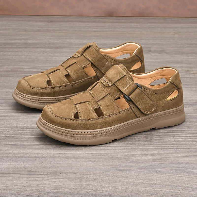 Cowhide Men's Shoes Work Shoes Are All Soft Genuine Leather Casual Walking Old-fashioned Men's sandal