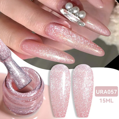 Blushimmer UR Sugar 15ml translucent white gel polish for semi-permanent UV nail art, soak-off, with a milky jelly finish.