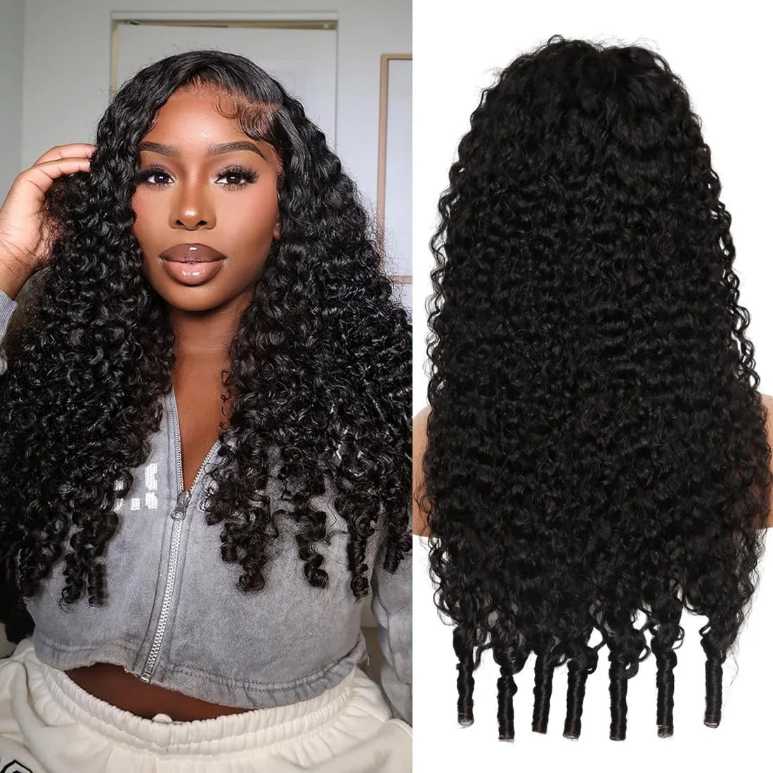 Burmese curly lace frontal wig with 13x6 and 13x4 transparent HD lace, pre-plucked, 200% density, human hair, by Selvanelle