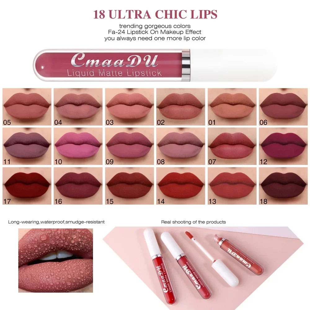 Blushimmer long-lasting velvet matte liquid lipstick in vibrant red, waterproof lip gloss with nonstick cup for women’s lip makeup.