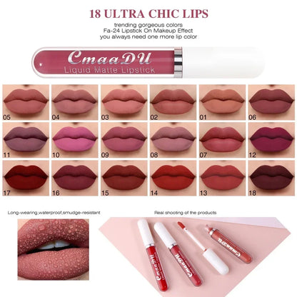 Blushimmer long-lasting velvet matte liquid lipstick in vibrant red, waterproof lip gloss with nonstick cup for women’s lip makeup.
