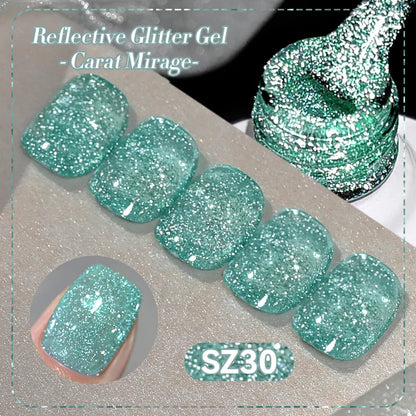 Silver Carat Mirage glitter gel nail polish by Blushimmer with sparkling ultra-shine finish, UV soak-off gel for nail art.