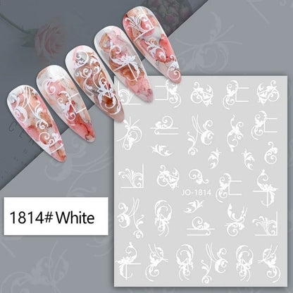 Black and white nail art stickers featuring sexy, woman and girl designs for press-on nail decoration by Blushimmer.