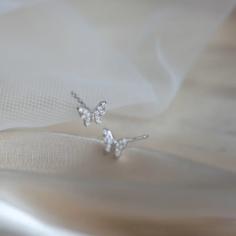 ANENJERY Butterfly Stud Earrings for Women Cute Delicate Jewelry Girls Gift Wholesale Pendientes mujer