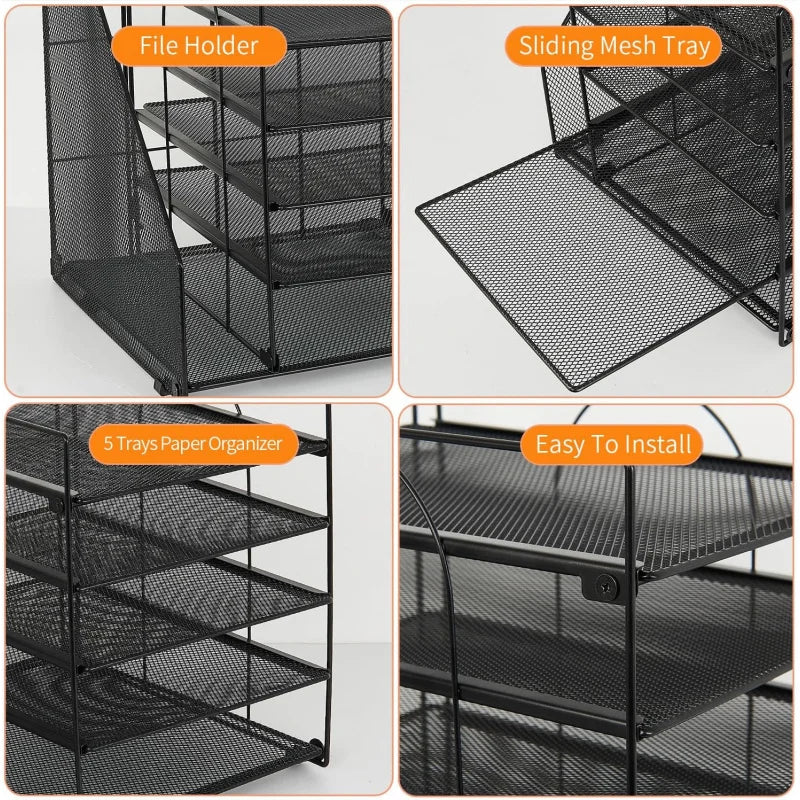 Multi-layer File Rack5Office Desktop Document Organizer Storage Box File Holder Archive Rack Office Supplies