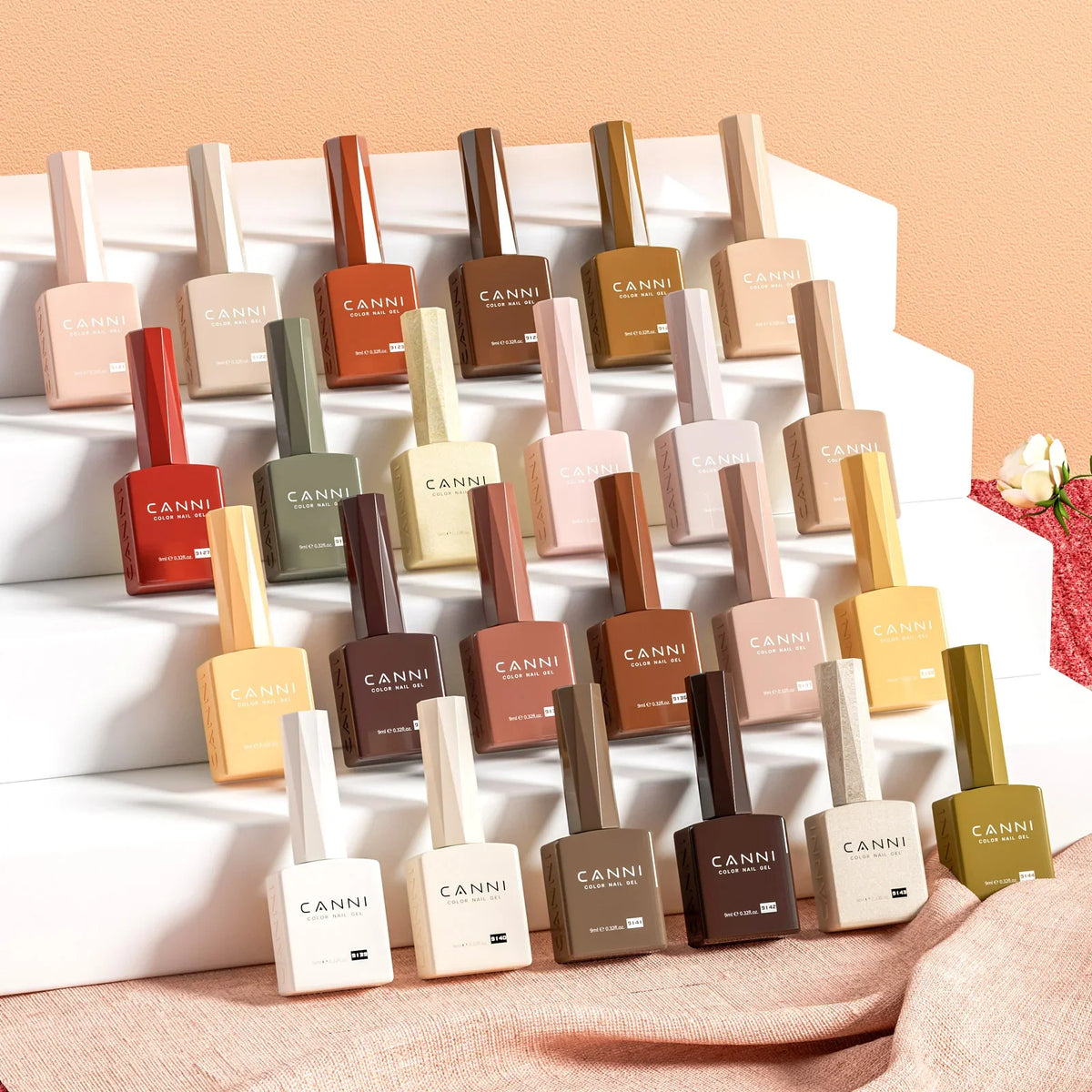 Blushimmer CANNI Hema Free Nail Gel Polish Fall Color Collection with semi-permanent diamond long-wear top coat in red and nude shades