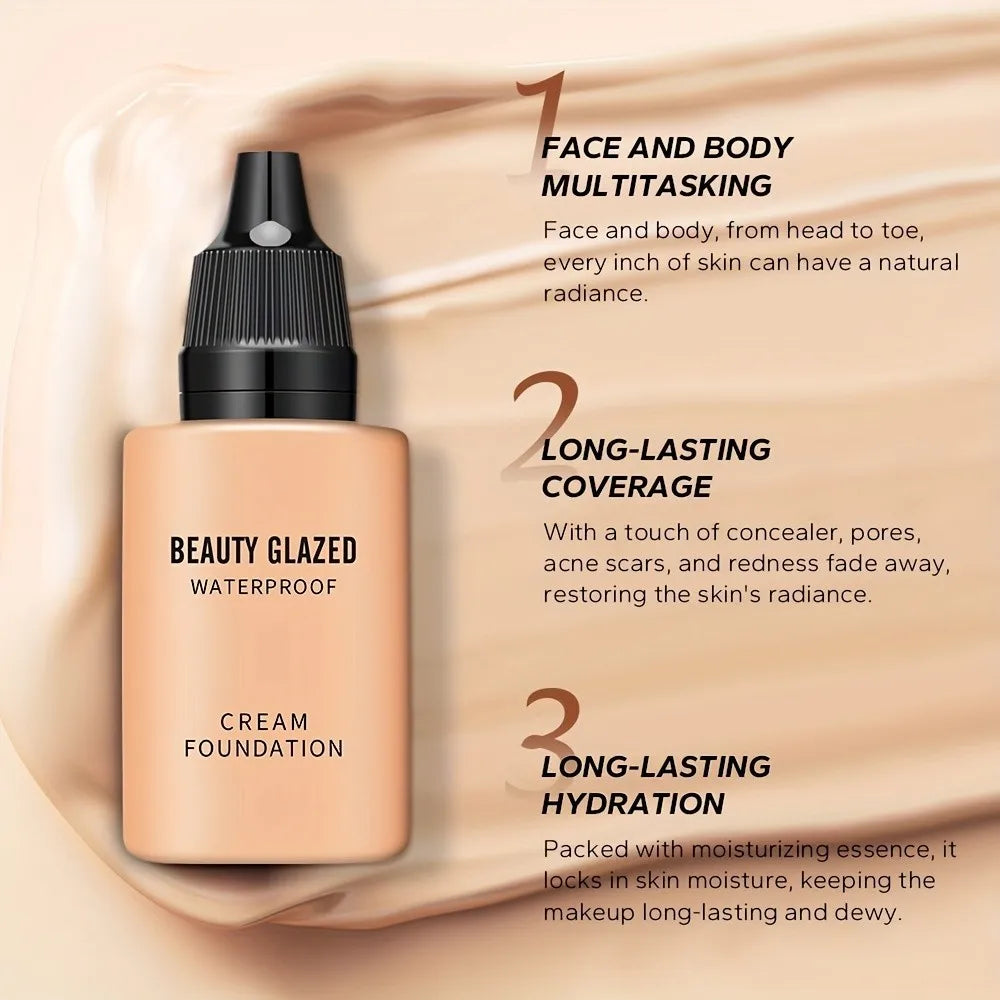 Blushimmer 2024 liquid matte foundation with matching blue puff and full coverage, waterproof, natural finish, and smooth application