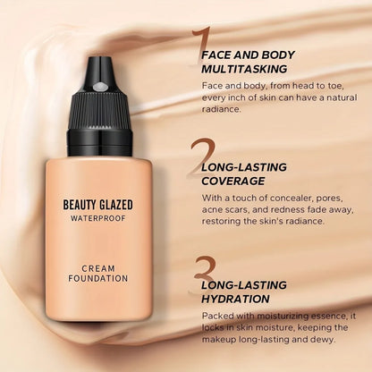 Blushimmer 2024 liquid matte foundation with matching blue puff and full coverage, waterproof, natural finish, and smooth application