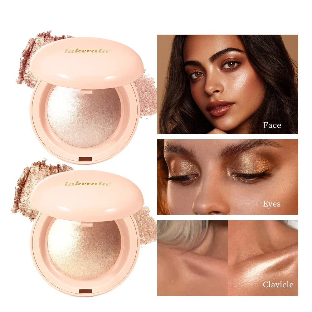 Blushimmer face highlighter powder with baked shimmer for a silky, glowing, long-lasting, waterproof makeup contour and glow.