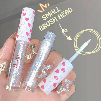 Blushimmer liquid eyeshadow highlighter with waterproof, ultra-shiny monochrome glitter for long-lasting silkworm eye looks.