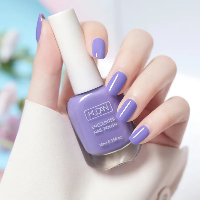 Blushimmer 10ml water-based semi-permanent nail polish in a sleek bottle, available in 40 vibrant colors for DIY manicures.