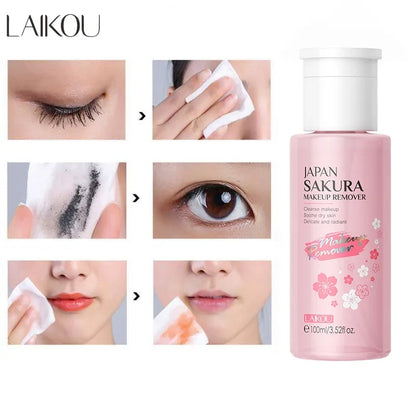 Blushimmer LAIKOU portable makeup remover bottle with gentle cleansing liquid for face, eyes, lips, and lashes, 100ml