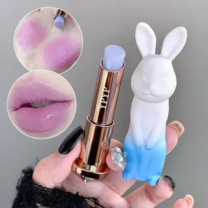 Rabbit Moisturizing Lip Balm Purple Rose Tint Crystal Jelly Colored Anti-chapped Lip Care Smoothens LipLines Base Clear Lipstick