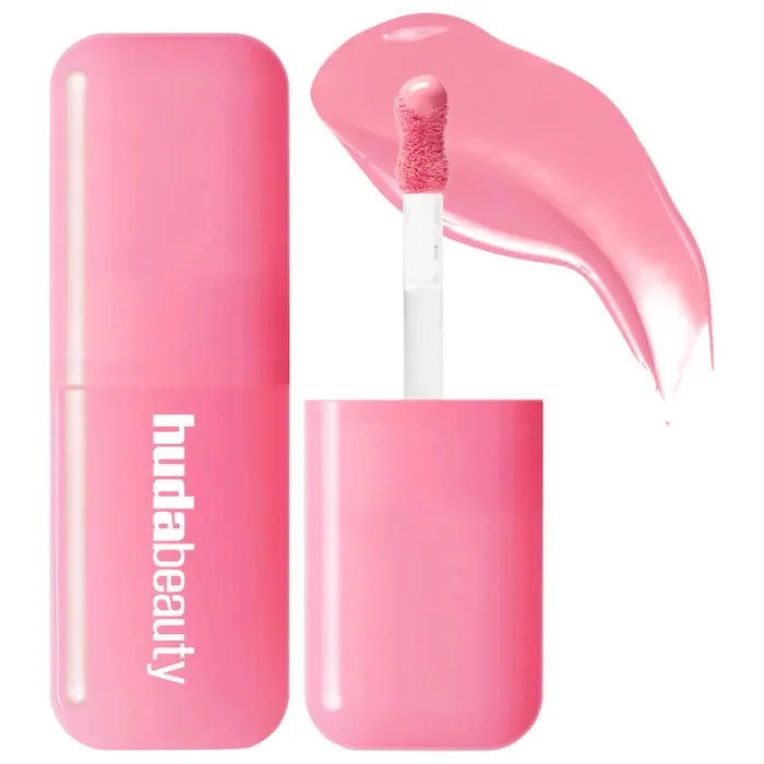 Blushimmer Huda Beauty Blush Filter soft glow liquid blush and shiny lip gloss in cotton candy and bubblegum shades.