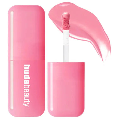Blushimmer Huda Beauty Blush Filter soft glow liquid blush and shiny lip gloss in cotton candy and bubblegum shades.