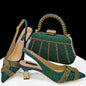 Elegant women's shoes and matching bag set with rhinestones by EdleessFashion, featuring luxurious design and sparkling details.