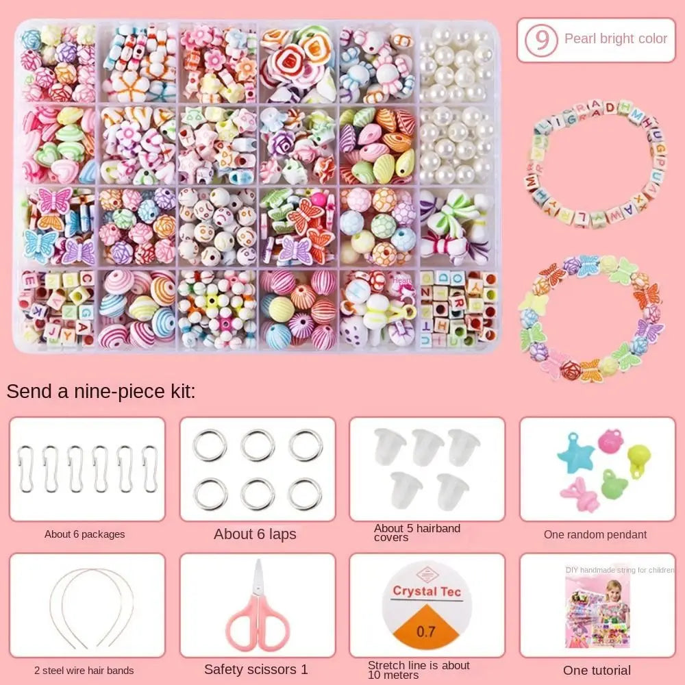 Arts Crafts DIY Handmade Beaded Kit Toy DIY Toy Jewelry Set DIY Making Beads Kit Toy Kawaii Creative