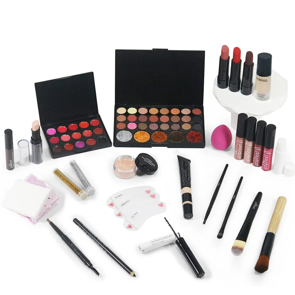 Blushimmer POPFEEL Christmas makeup set with eyeshadow, foundation, and lipstick for holiday and everyday glam looks.
