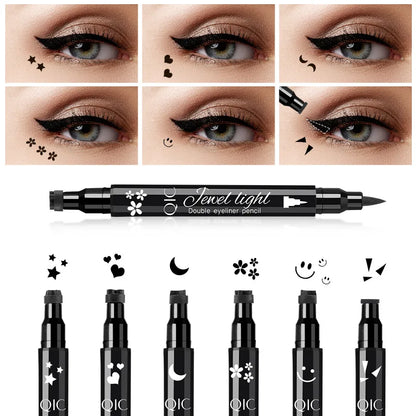 Blushimmer double-ended black waterproof liquid eyeliner with eye stamp and felt tip, long-lasting and smudge-proof makeup for women
