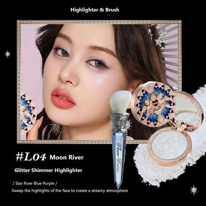 Blushimmer Little Angel Collection face powder palette with relief highlight and highlighter shades in a compact for makeup contouring.