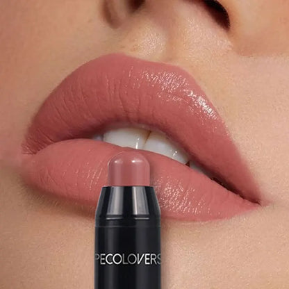 Blushimmer matte waterproof lipstick pencil in nude shade, long-lasting, non-stick lip stain and tint, cosmetic lip makeup pen.