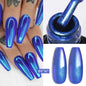 Blushimmer Meet Across 7ml red metallic gel nail polish with gold, silver mirror finish, glitter, and sparkly effects for UV gel nails.